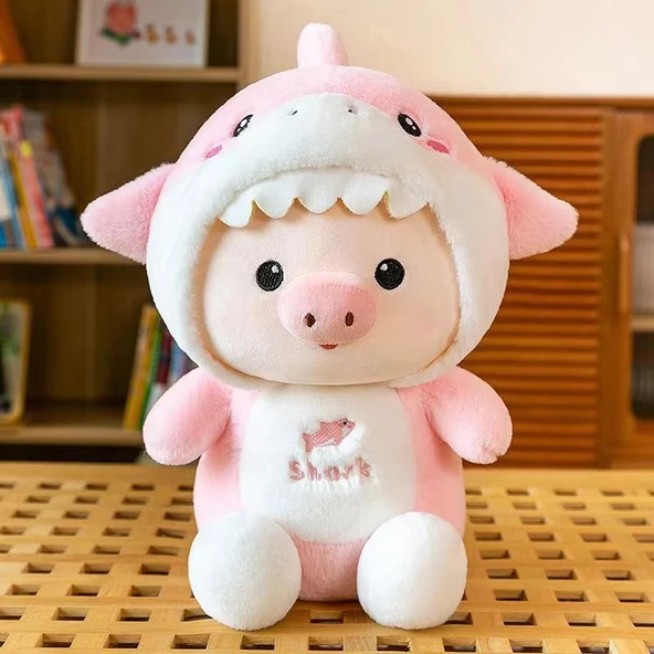 Dönüşen Köpekbalığı Peluş Oyuncak - Pembe Domuz 65cm