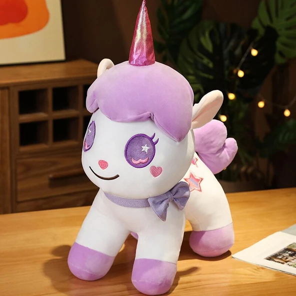 Mor Ayakta Duran Unicorn Peluş Oyuncak 50cm
