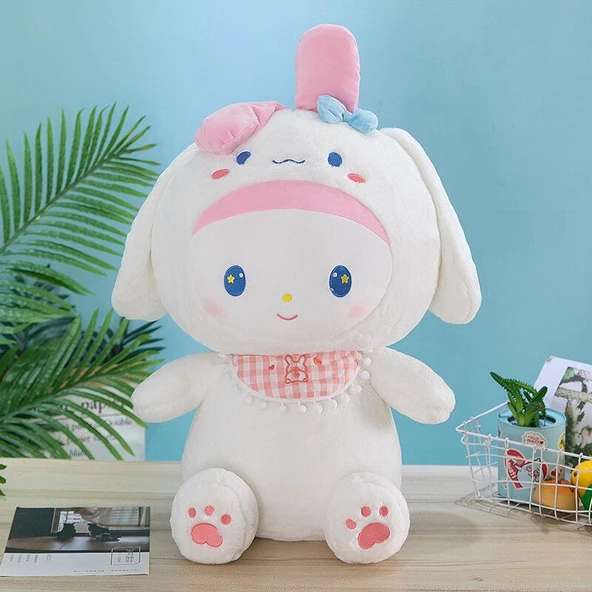 Pembe Atkılı Peluş Tavşan - 80cm