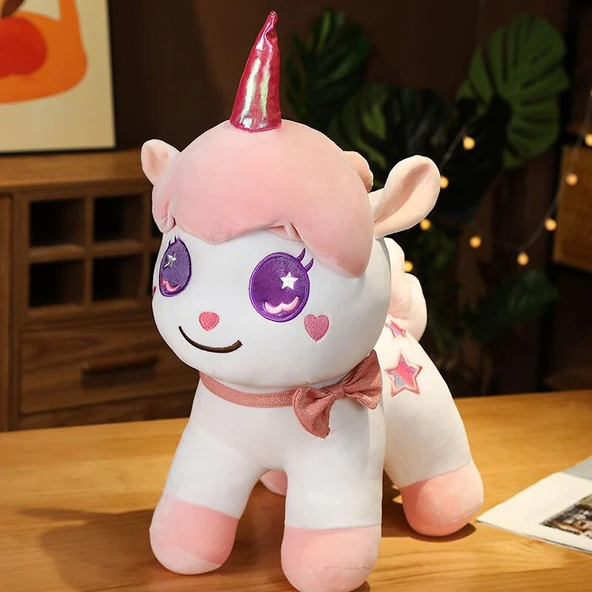 Pembe Ayakta Duran Unicorn Peluş Oyuncak 23cm
