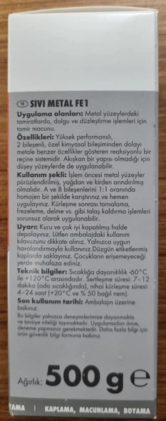 Würth Sıvı Metal Fe 1 500 G Metale Dönüşen Reçine - Resim 2