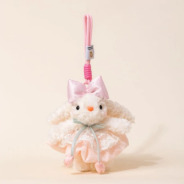 Hanım Tavşan Peluş Kolye - Açık Yeşil Elbise - 20cm - 8