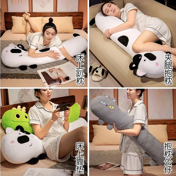 Çıkarılabilir Yıkanabilir Bacak Yastığı Peluş Oyuncak - Kedi - 130cm - 7