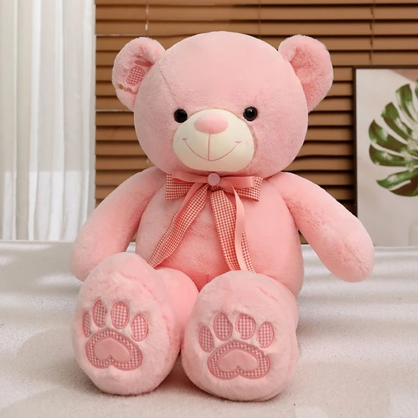 Pembe Kurdeleli Peluş Ayıcık - 95cm