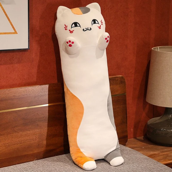Uzun Şerit Peluş Yastık - Kedi Öğretmen Açık Göz 110cm