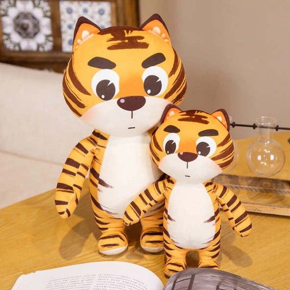 Yumuşak Pamuklu Kaplan Peluş Oyuncak - Küçük Beyin Kaplanı - 23cm