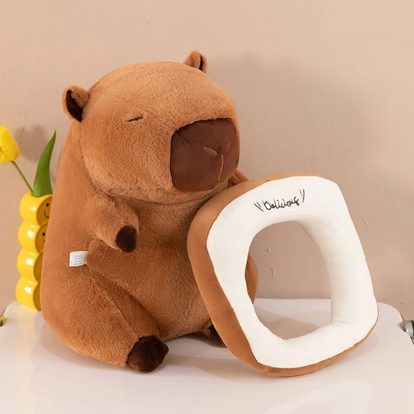 Kaplumbağa Kapibara Peluş Oyuncak Sırt Çantası - Tost - 35cm