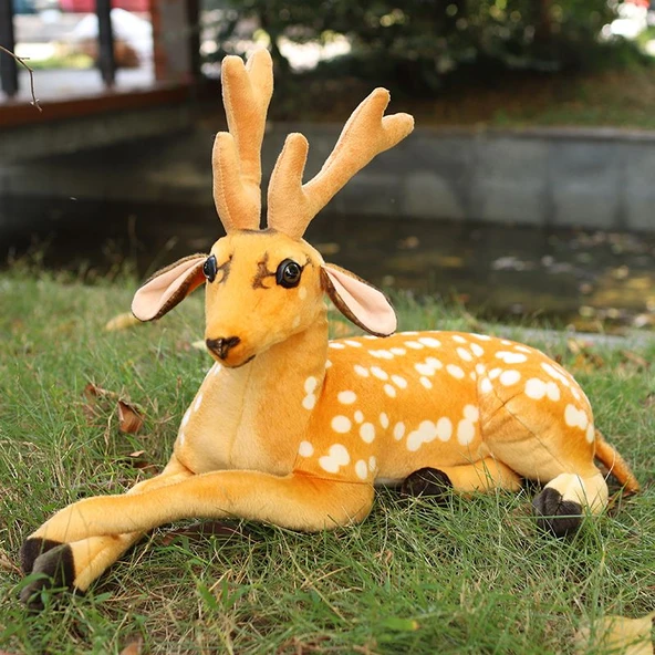 Yatan Sika Geyiği Peluş Oyuncak - Resim Rengi - 90cm