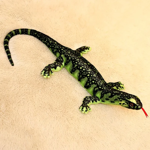 Gerçekçi Görünümlü Peluş Kertenkele Oyuncak - Yeşil 75cm