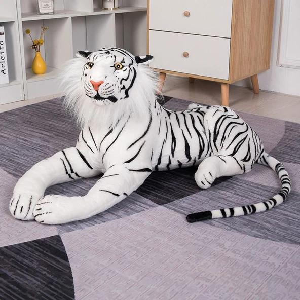 Peluş Kaplan Oyuncak - Beyaz - 120cm