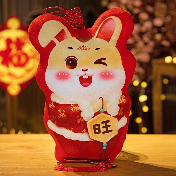 Madeni Para Tavşan Yılı Maskot Peluş Oyuncak - Müreffeh Tavşan - Büyük 32cm