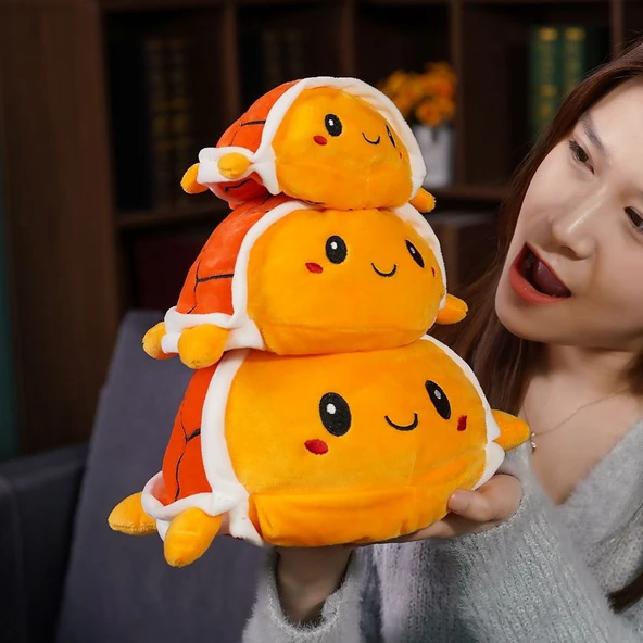 Çift Taraflı Kaplumbağa Peluş Oyuncak - Mor 20cm - 2