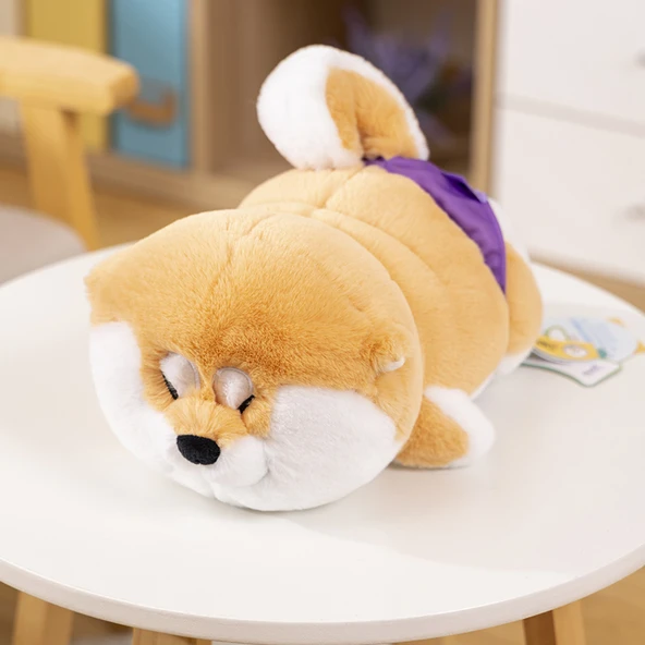 Peluş Köpek Oyuncak - Yatar Mor Popo - 35cm