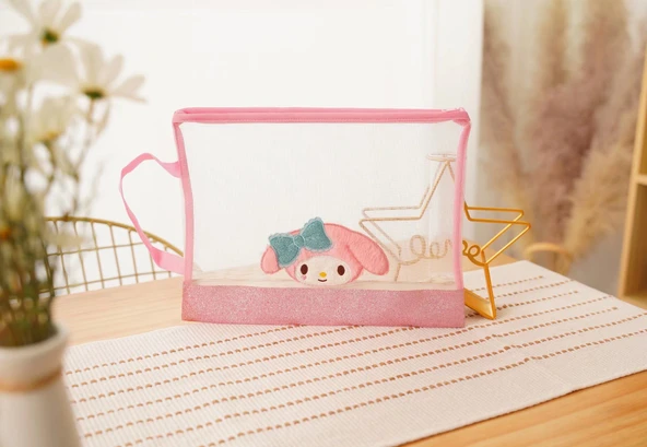 Çizgi Film Peluş Kimlik Kartı Tutucu - Pembe Tavşan - 33.5x25cm