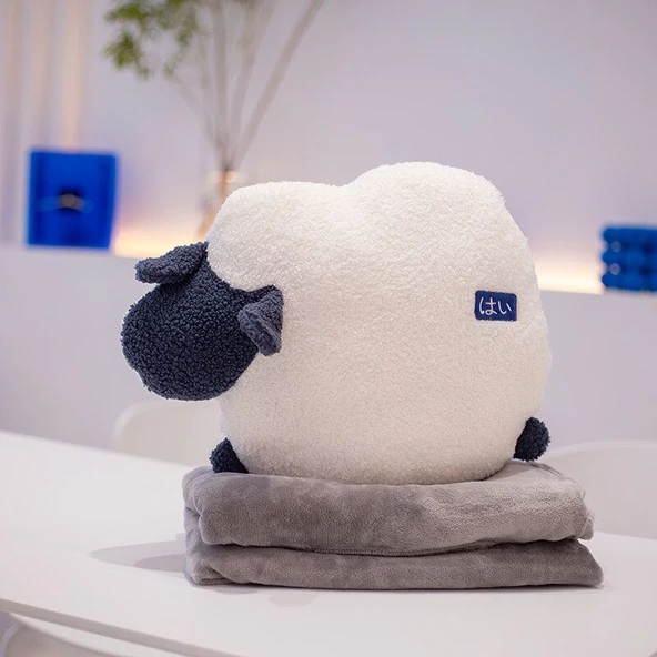 Kuzu Koyun Peluş Yastık ve Klima Battaniyesi 1.5x1.7m