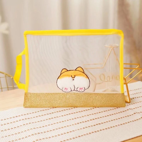 Çizgi Film Peluş Kimlik Kartı Tutucu - Pembe Yaşlı Ördek - 33.5x25cm - 12