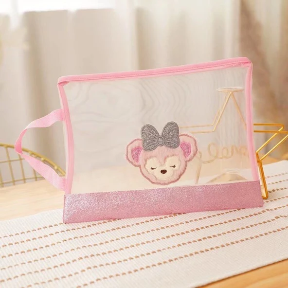 Çizgi Film Peluş Kimlik Kartı Tutucu - Pembe Tavşan - 33.5x25cm - 7