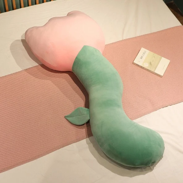 Çiçek Şeklinde Bacak Yastığı Peluş Oyuncak - Pembe - 70cm - 6