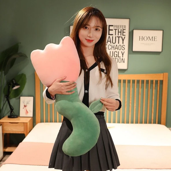 Çiçek Şeklinde Bacak Yastığı Peluş Oyuncak - Turuncu - 130cm - 9