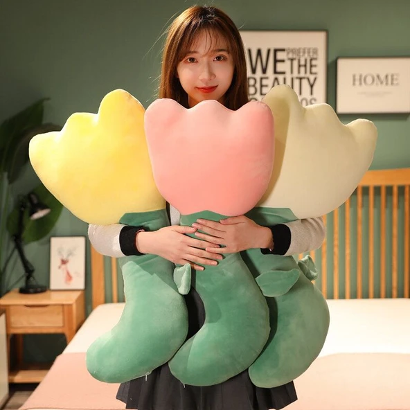 Çiçek Şeklinde Bacak Yastığı Peluş Oyuncak - Pembe - 70cm - 11