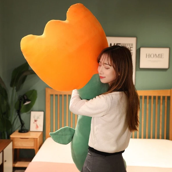 Çiçek Şeklinde Bacak Yastığı Peluş Oyuncak - Turuncu - 130cm - 10