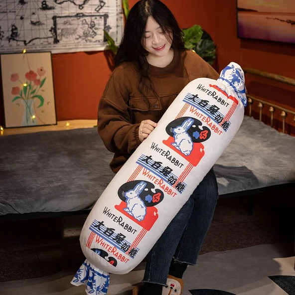 Beyaz Tavşan Süt Şekeri Peluş Yastık - 110cm - 7