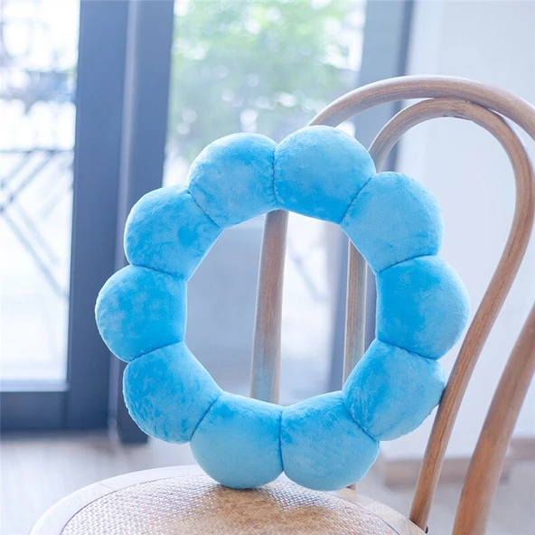 Donut Şeklinde Peluş Yastık - Kahverengi - 40cm - 6