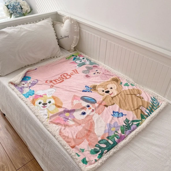 LinaBell Çift Katmanlı Peluş Battaniye - Yeşil 100x80cm - 11