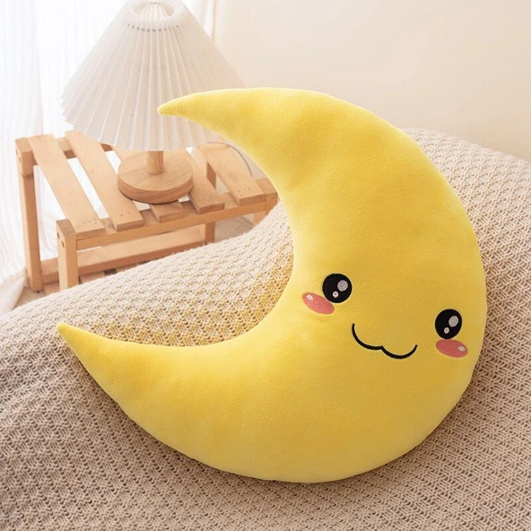 Ay Peluş Yastık - Sarı - 45cm