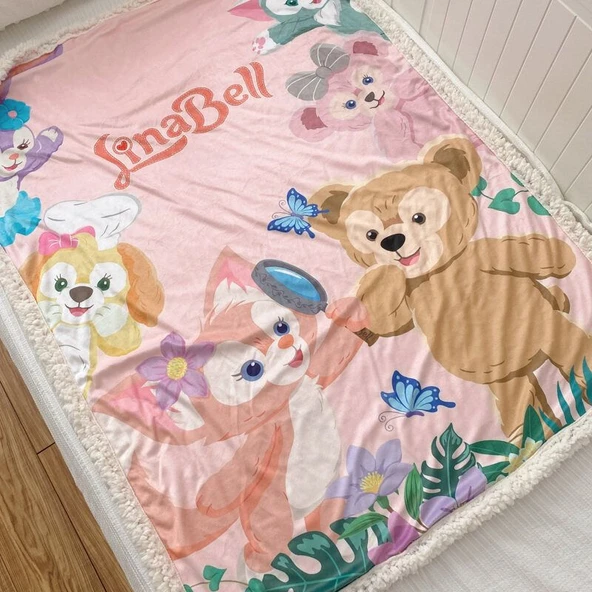 LinaBell Çift Katmanlı Peluş Battaniye - Yeşil 100x80cm - 12