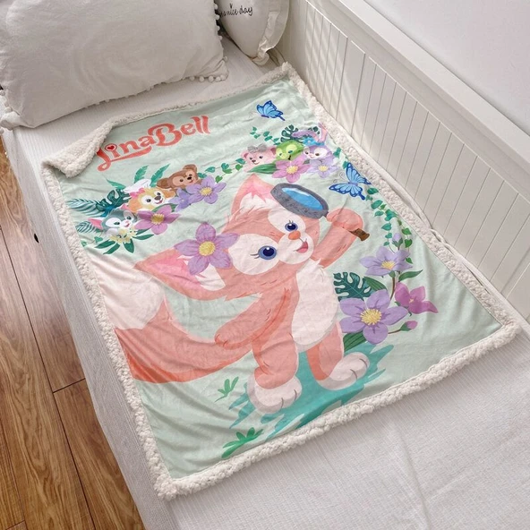 LinaBell Çift Katmanlı Peluş Battaniye - Yeşil 100x80cm - 2