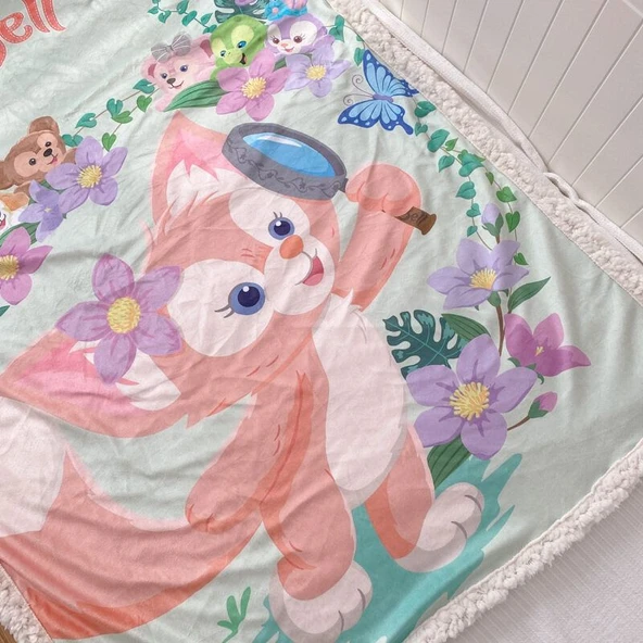 LinaBell Çift Katmanlı Peluş Battaniye - Yeşil 100x80cm - 4