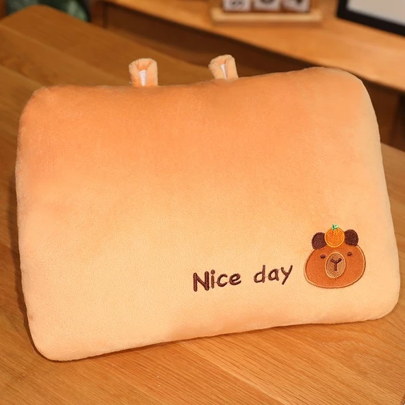 Buz Rattan Mat Küçük Yastık Peluş Oyuncak - Capybara PP Pamuk ve Mat