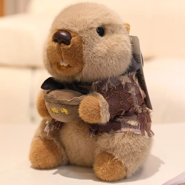 Bej Peluş Dağ Sıçanı Oyuncak - 13cm