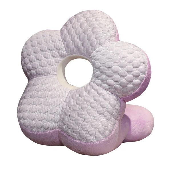 Çiçek Şeklinde Peluş Yastık - Pembe - 25x25x30cm - 12