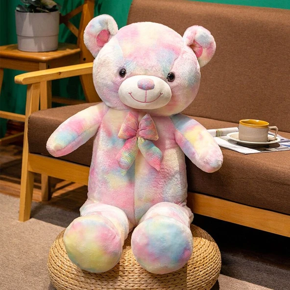Gökkuşağı Peluş Oyuncak Ayı - Gökkuşağı Pembe - 150cm