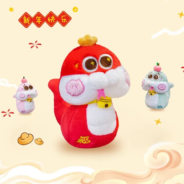 Yeni Yıl Uğurlu Yılan Peluş Oyuncak - Pembe 40cm - 5