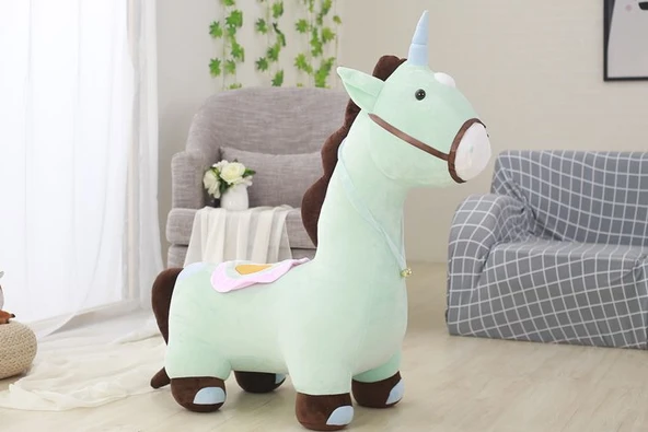 Unicorn Peluş Oyuncak - Yeşil, 110cm Oturaklı