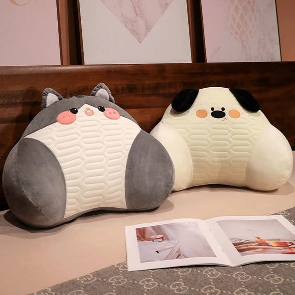 Çizgi Film Desenli Lateks Bel Destek Yastığı - Kedi - 50x35cm - 9