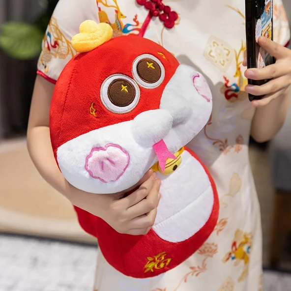 Yeni Yıl Uğurlu Yılan Peluş Oyuncak - Pembe 40cm - 11