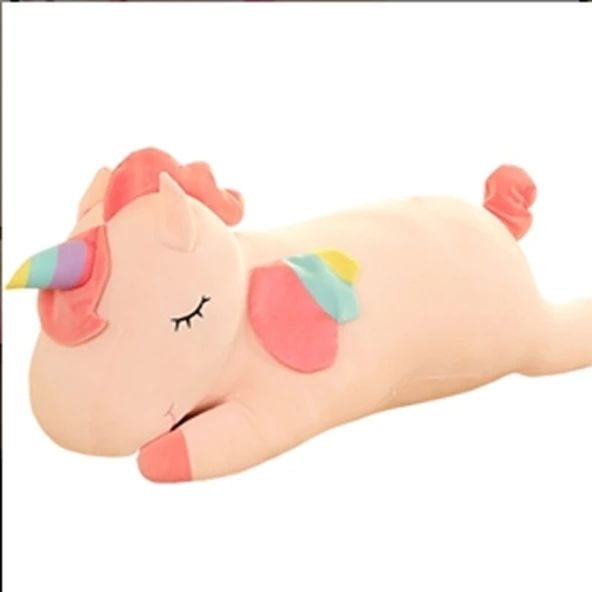 Yatan Unicorn Peluş Oyuncak - Bej Beyaz - 50cm