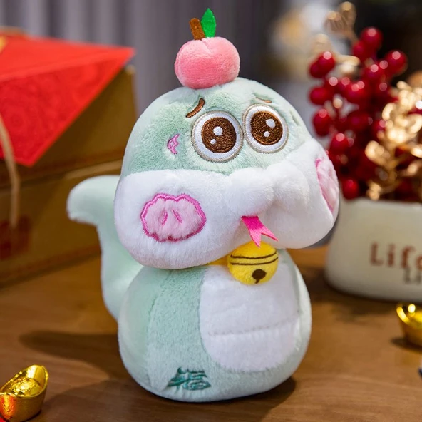 Yeni Yıl Uğurlu Yılan Peluş Oyuncak - Yeşil 30cm