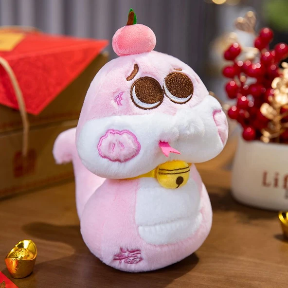 Yeni Yıl Uğurlu Yılan Peluş Oyuncak - Pembe 40cm - 12