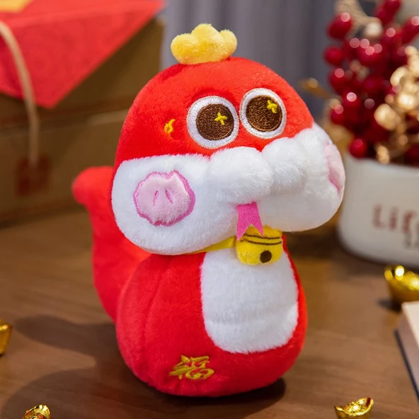 Yeni Yıl Uğurlu Yılan Peluş Oyuncak - Pembe 40cm - 7