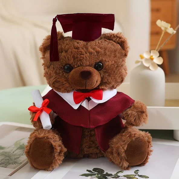 25cm Peluş Oyuncak Ayı - Çiçek Buketli - 6