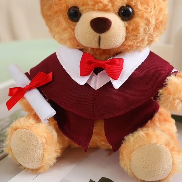 25cm Peluş Oyuncak Ayı - Çiçek Buketli - 9