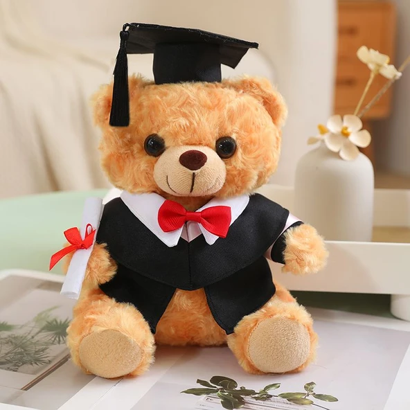 25cm Peluş Oyuncak Ayı - Çiçek Buketli - 7