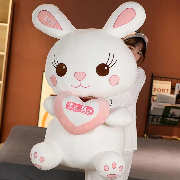 Tavşan Peluş Oyuncak Düğün Seti - Pembe Sonsuza Dek Seninle - 110cm