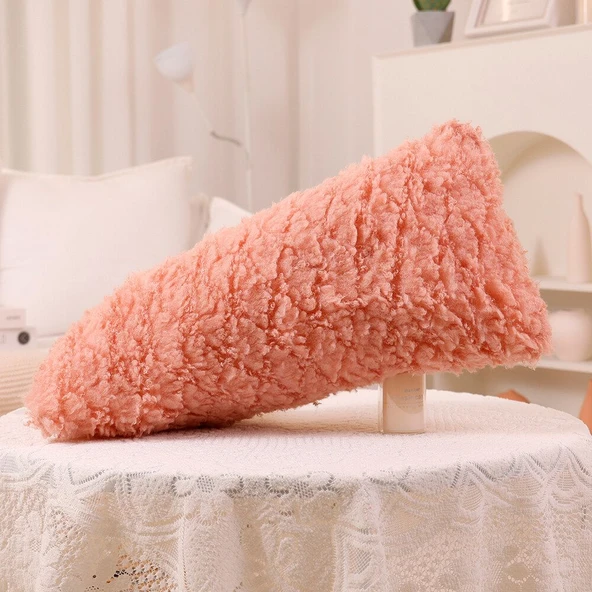 Uzun Şerit Peluş Yastık - Lotus Kökü Pembe - 125cm