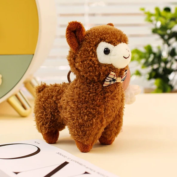 Koyu Kahverengi Alpaka Peluş Anahtarlık 12cm
